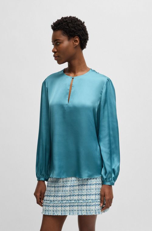 Blusa De Ajuste Regular Em Cetim Martelado
