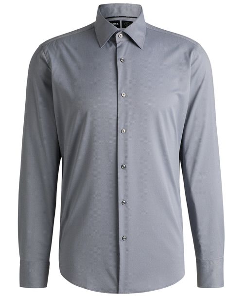 Camisa De Ajuste Regular Em Tecido Elástico Estruturado