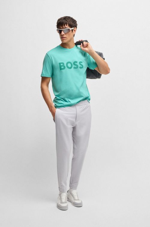 Camiseta De Algodão Com Logo Grande
