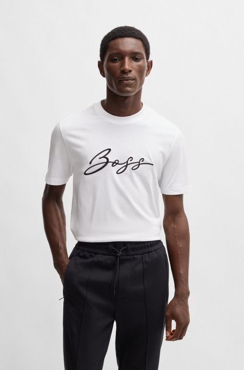 Camiseta Regular De Algodão Com Logo Escrito