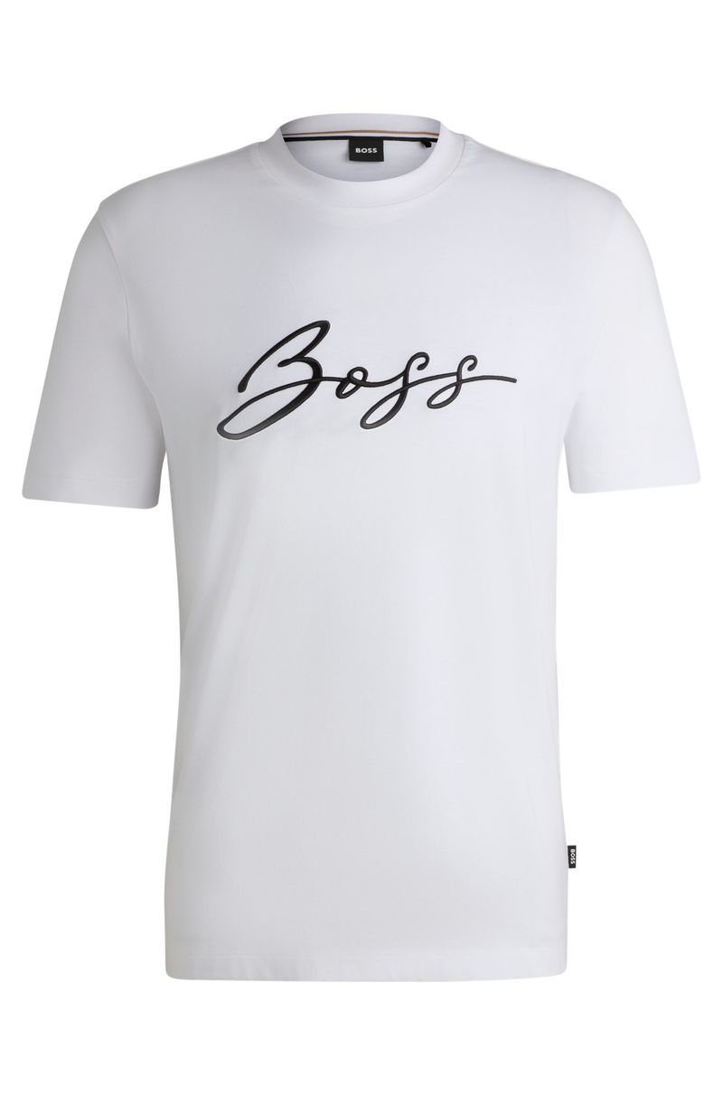 Camiseta Regular De Algodão Com Logo Escrito