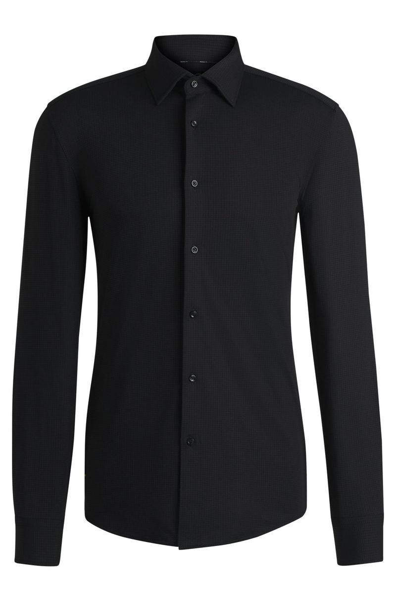 Camisa Slim Em Jersey Elástico Texturizado