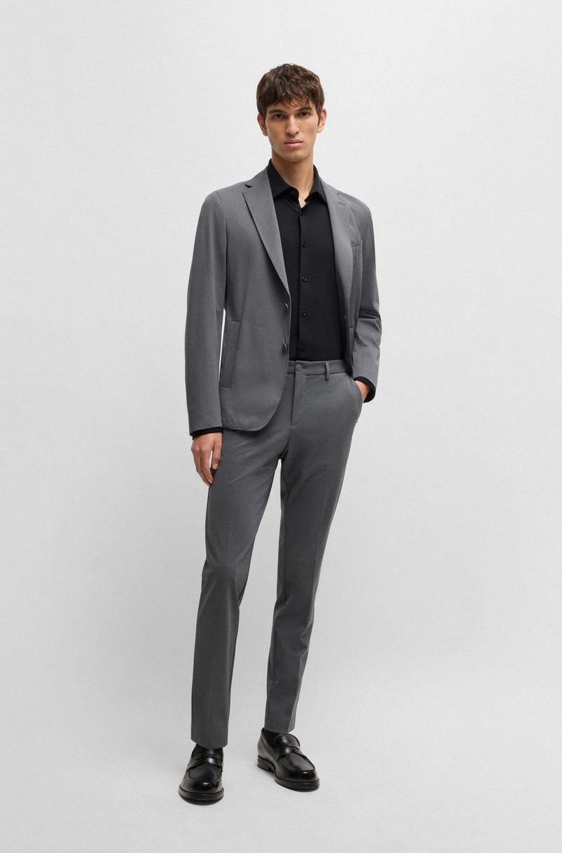 Camisa Slim Em Jersey Elástico Texturizado