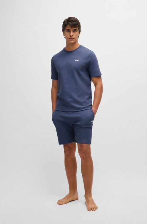 Camiseta De Pijama Em Algodão-Blend Com Logo Bordado