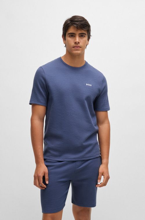 Camiseta De Pijama Em Algodão-Blend Com Logo Bordado