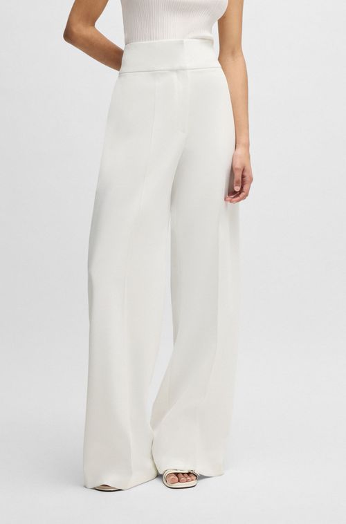 Calças De Cintura Alta De Ajuste Regular Com Perna Boca-De-Sino