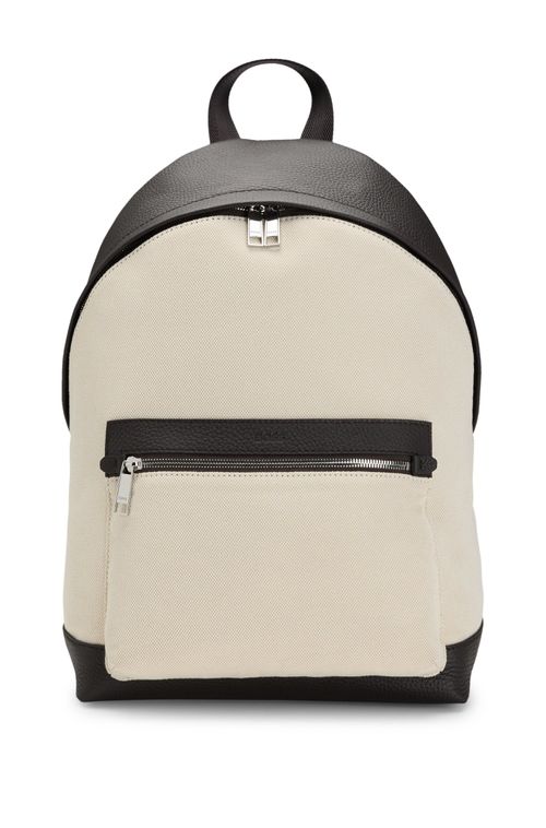 Mochila Em Lona Com Acabamentos Em Couro
