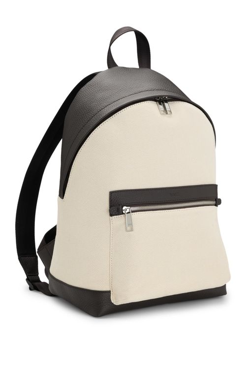 Mochila Em Lona Com Acabamentos Em Couro