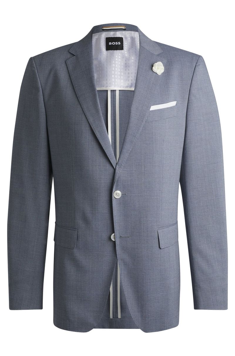 Blazer De Terno De Ajuste Slim Em Mistura De Lã Com Padrão