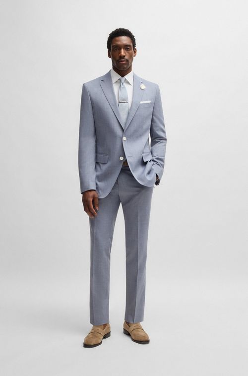 Blazer De Terno De Ajuste Slim Em Mistura De Lã Com Padrão
