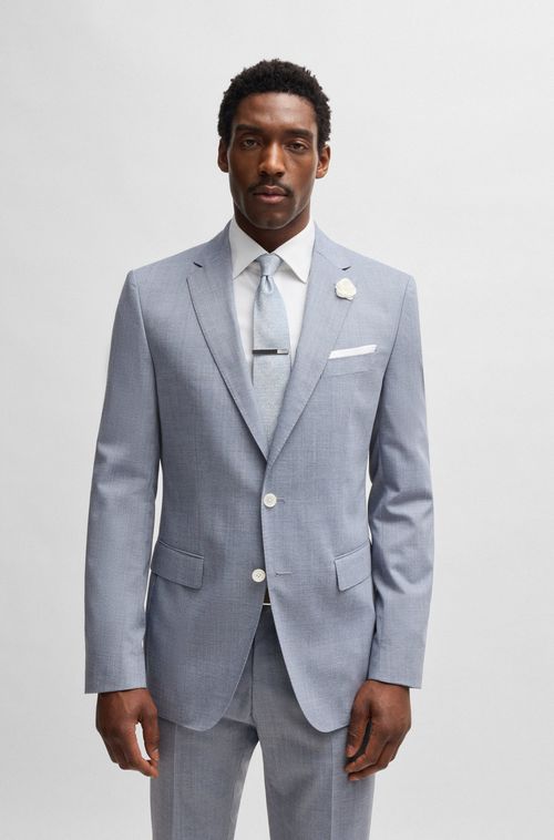 Blazer De Terno De Ajuste Slim Em Mistura De Lã Com Padrão