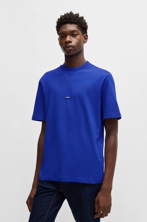 Camiseta De Algodão Com Emblema De Logo Azul