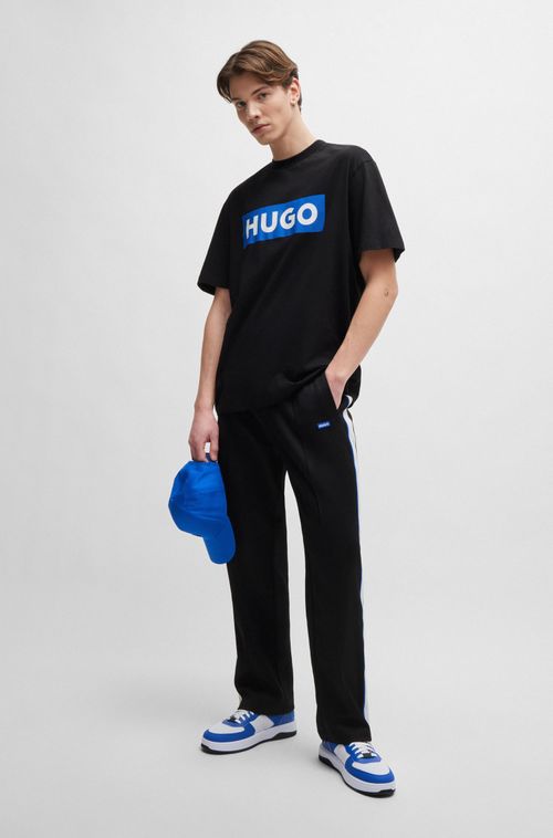 Camiseta De Algodão Jersey Com Logo Azul