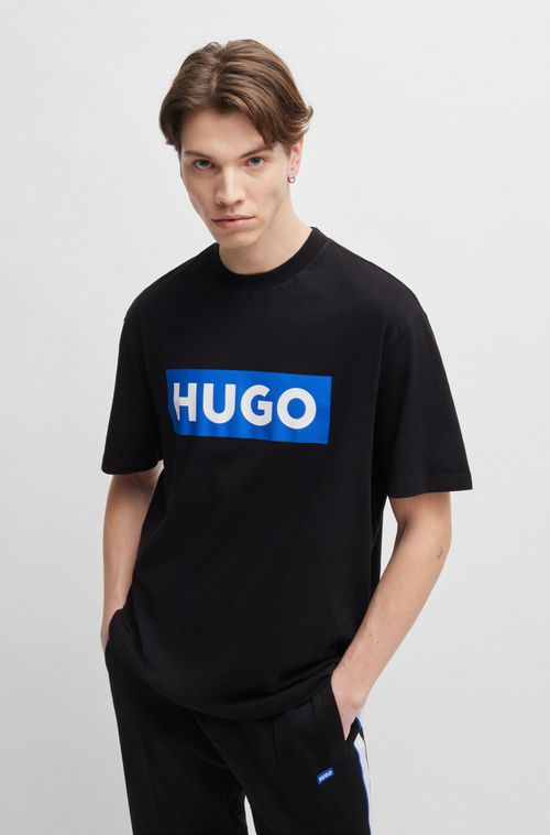 Camiseta De Algodão Jersey Com Logo Azul