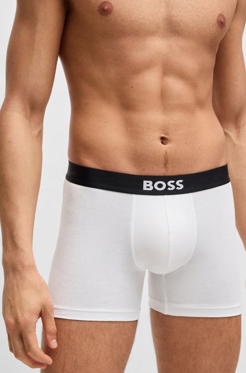 Pack De Três Slips Cuecas De Algodão Elástico Com Logo