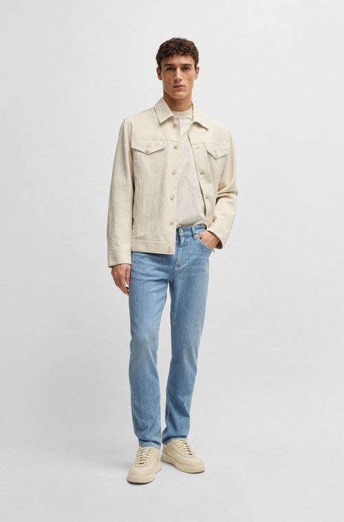 Calças Jeans Delaware Slim Fit Em Denim Azul Italiano