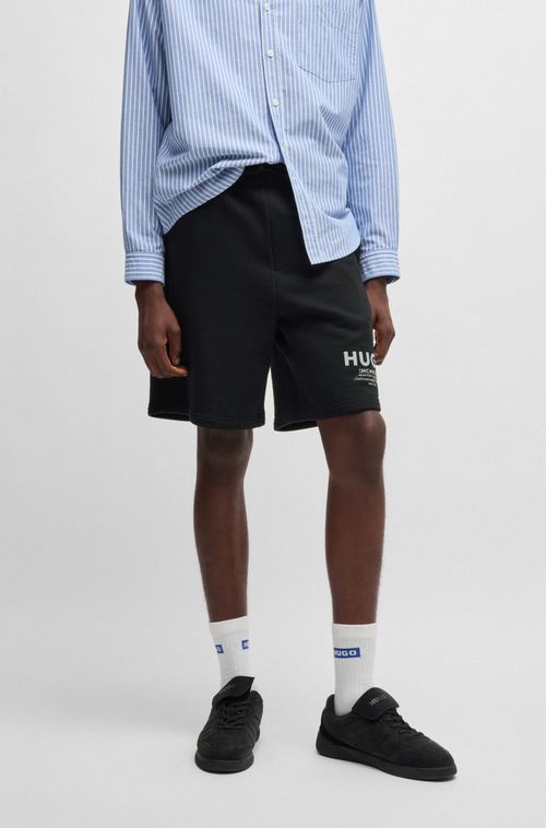 Shorts De Algodão Felpudo Com Cordão E Logo