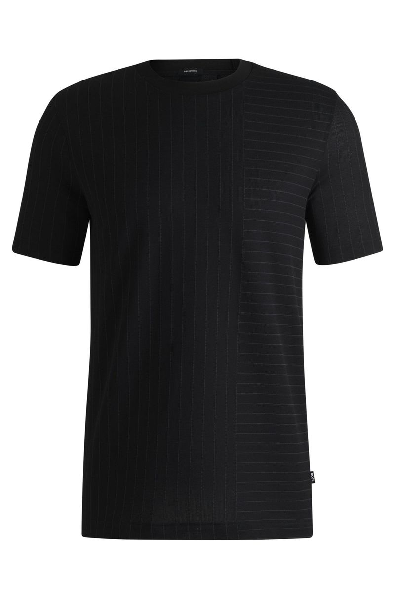 Camiseta De Algodão Mercerizado Com Listras Mistas