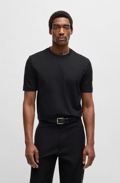 Camiseta De Algodão Mercerizado Com Listras Mistas