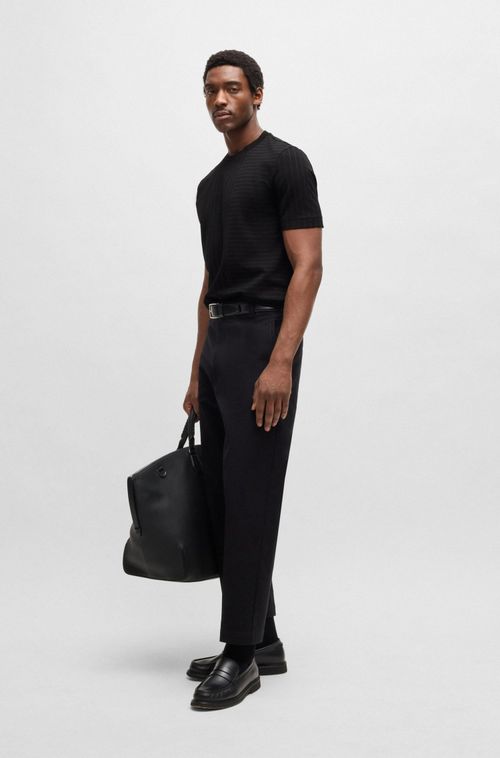 Camiseta De Algodão Mercerizado Com Listras Mistas