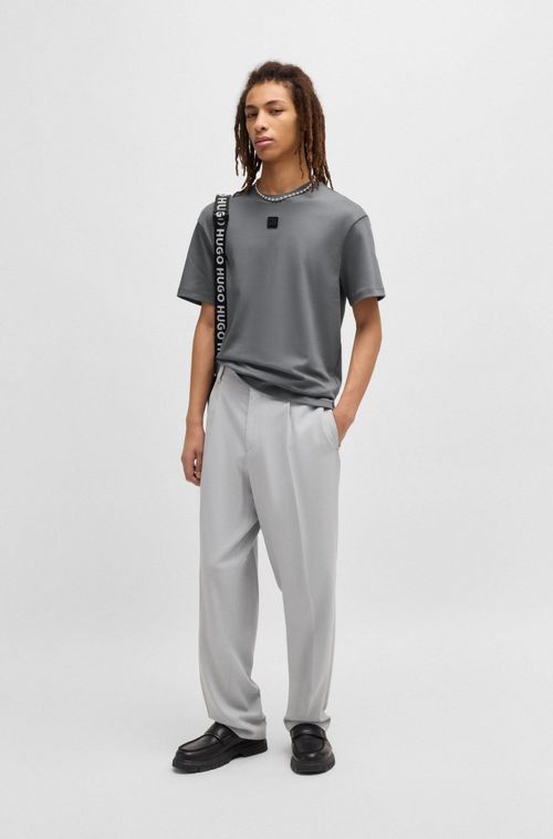 Camiseta Regular De Algodão Com Logo Sobreposto
