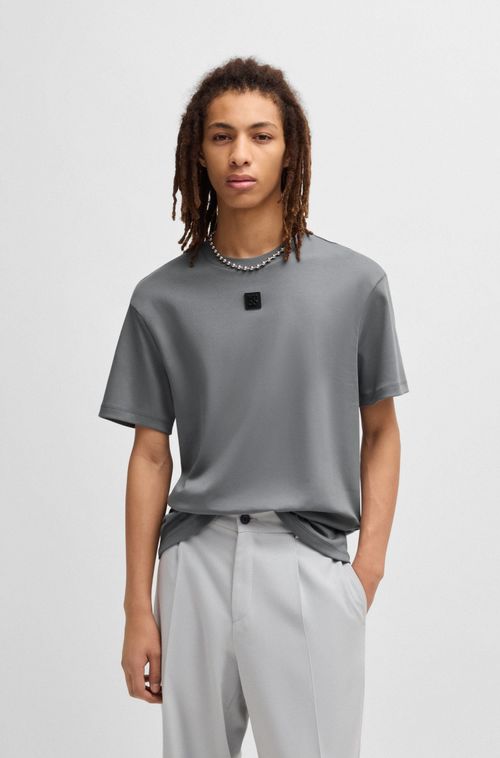 Camiseta Regular De Algodão Com Logo Sobreposto