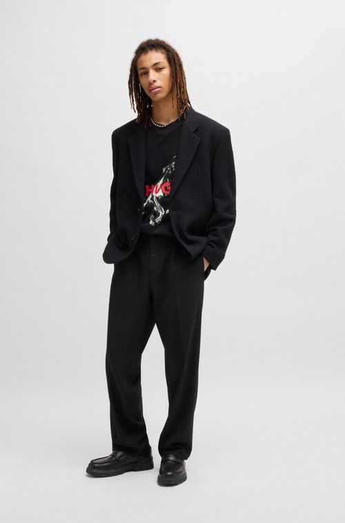 Camiseta Oversized De Algodão Com Gráfico Animal