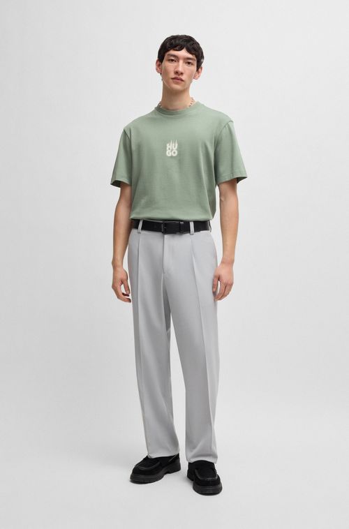 Camiseta De Algodão Jersey Com Logos Estampados Sobrepostos