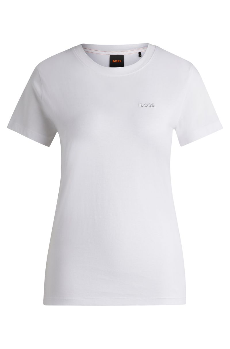 Camiseta Em Jersey De Algodão Com Logo Tipográfico