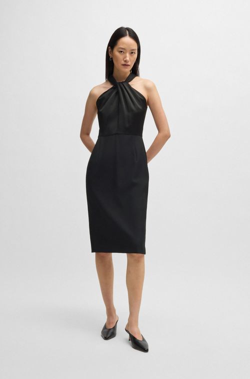 Vestido Com Detalhe Torcido Em Tecido Elástico