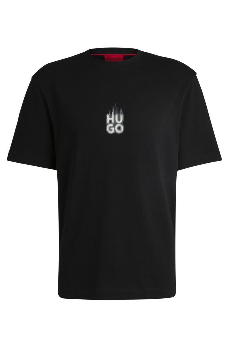 Camiseta De Algodão Com Logos Esfumaçados Sobrepostos