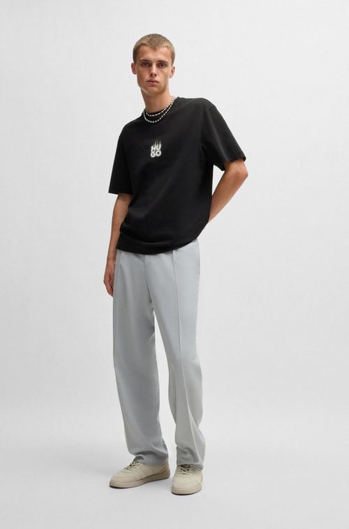 Camiseta De Algodão Com Logos Esfumaçados Sobrepostos