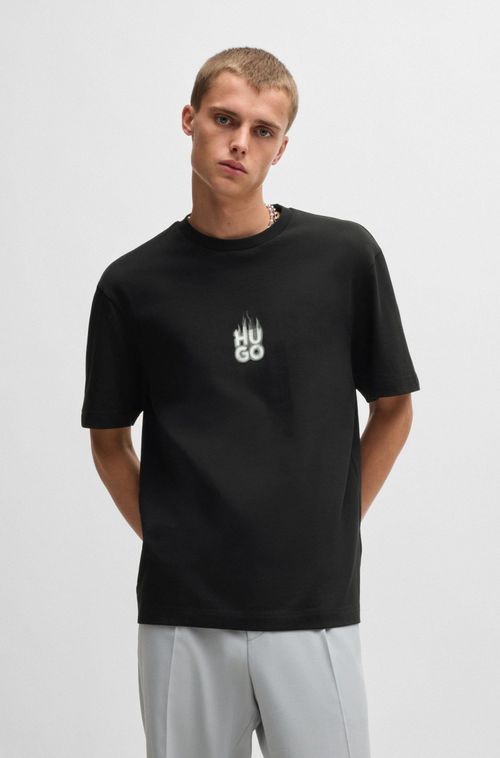 Camiseta De Algodão Com Logos Esfumaçados Sobrepostos