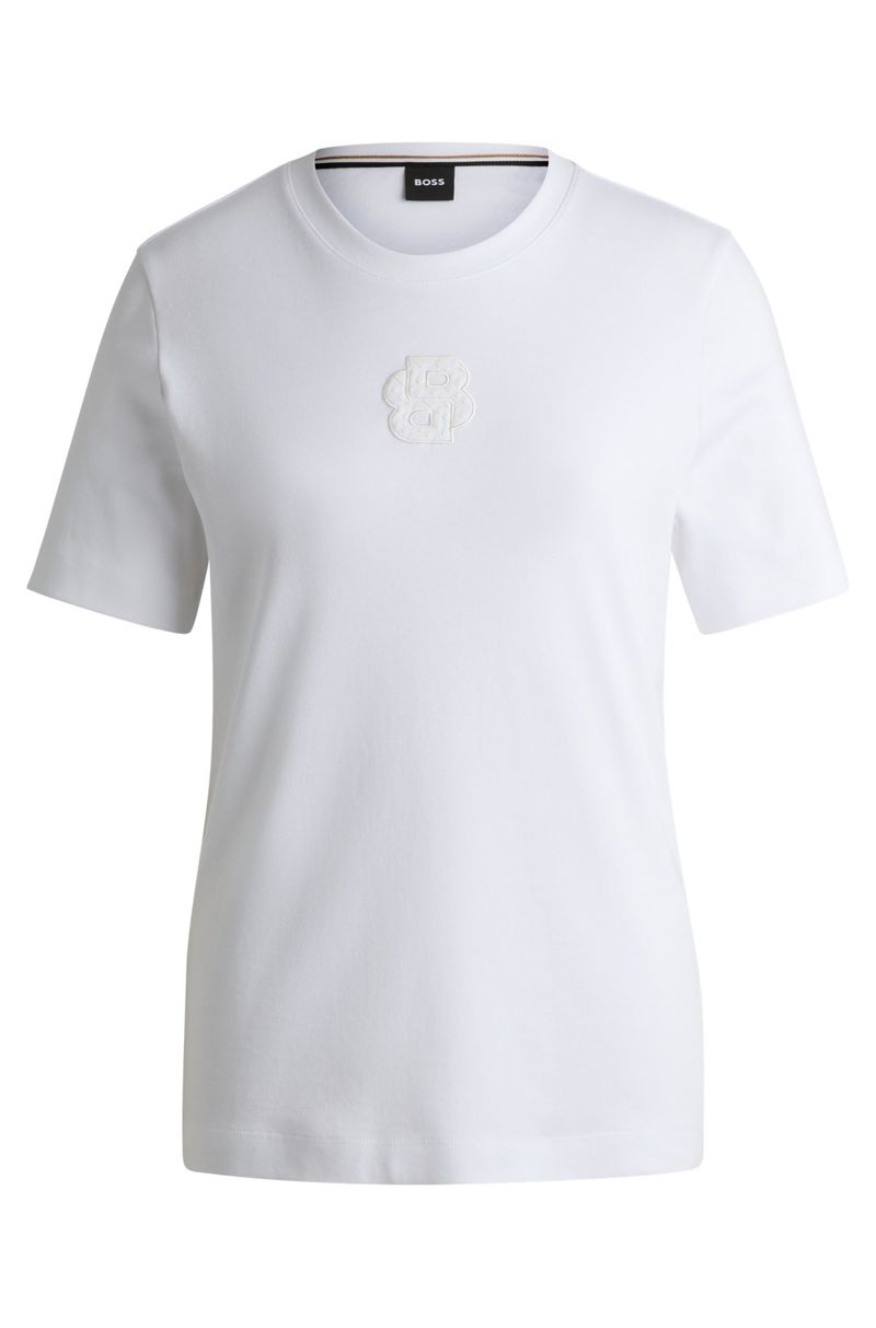 Camiseta De Algodão Elástico Com Monograma Double B