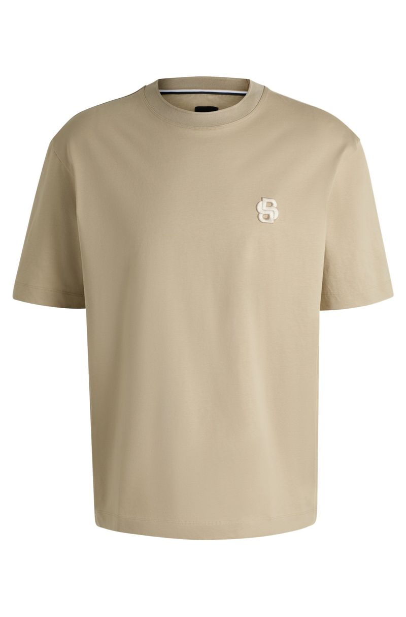 Camiseta De Algodão Mercerizado Com Monograma Double B