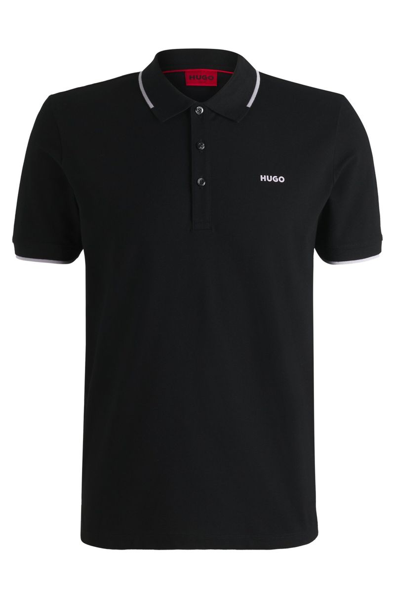 Polo De Ajuste Slim De Algodão Elástico Com Logo