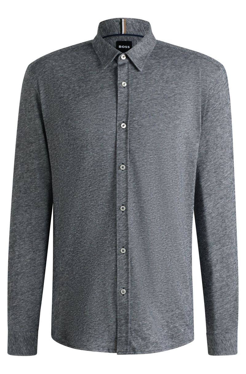 Camisa Slim-Fit Em Jersey De Algodão-Linho Slub