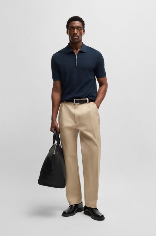 Camisa Polo De Malha Com Gola Zipada E Estrutura Waffle