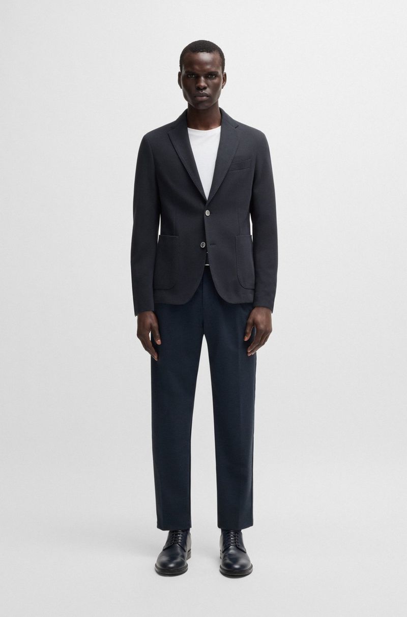 Blazer Slim-Fit Em Mistura De Algodão Com Micro-Padrão