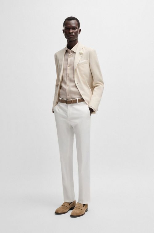 Camisa De Ajuste Slim Em Linho De Fabricação Italiana