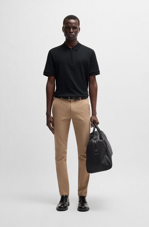 Polo De Algodão Mesclado Com Estrutura Seersucker