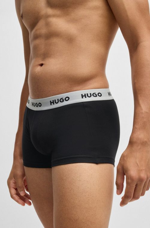 Pack De Três Cuecas Em Algodão Elástico Com Logo No Cós