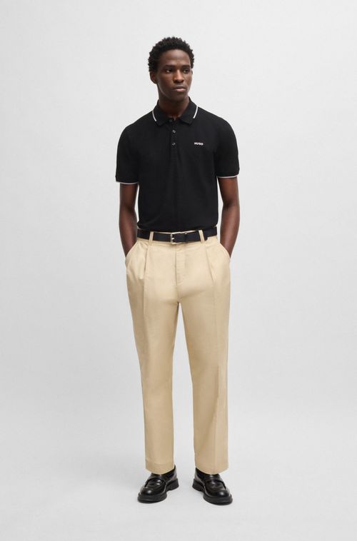 Polo De Ajuste Slim De Algodão Elástico Com Logo