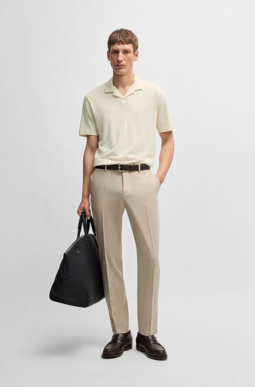 Polo De Colarinho Johnny Em Algodão E Linho