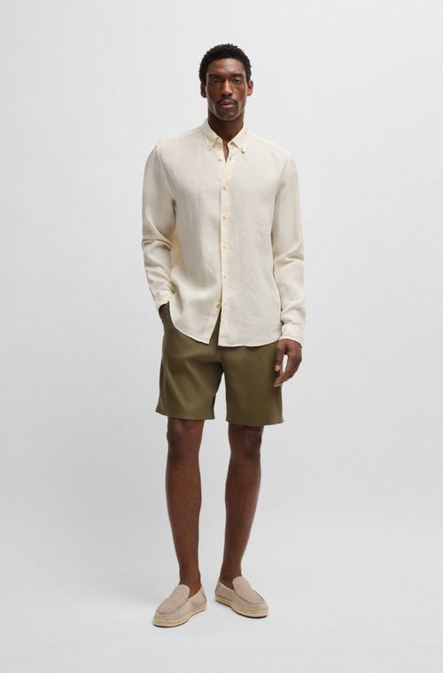 Shorts Formais Em Mistura De Linho