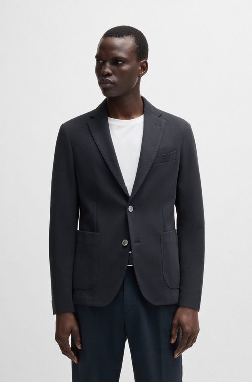 Blazer Slim-Fit Em Mistura De Algodão Com Micro-Padrão