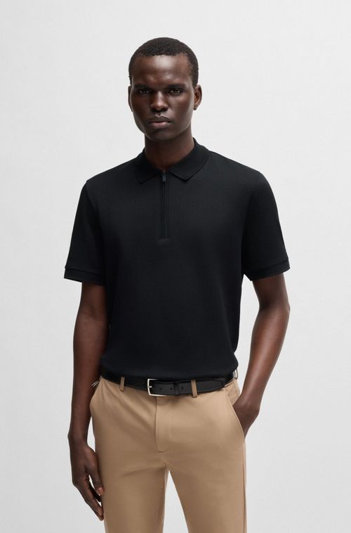 Polo De Algodão Mesclado Com Estrutura Seersucker