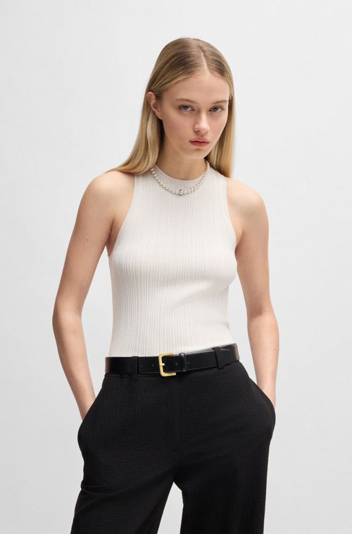 Top Sem Mangas Com Costas De Competição Em Tecido Canelado