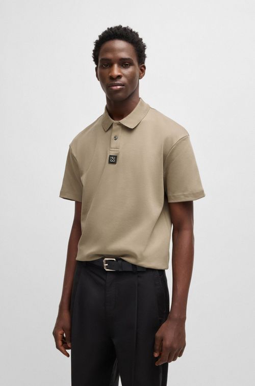 Polo De Algodão Entrelaçado Com Logo Sobreposto