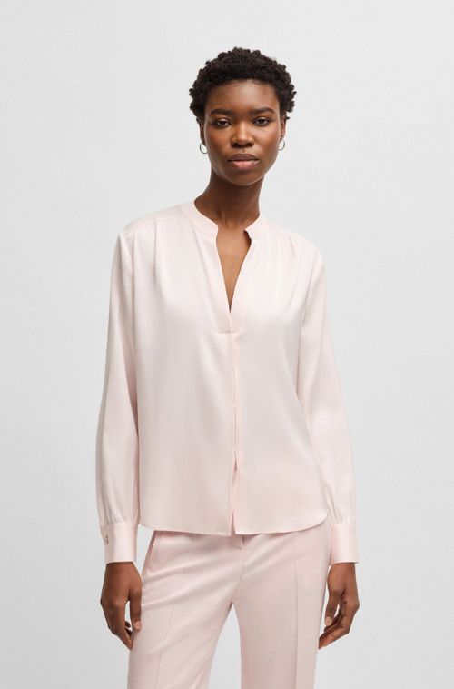 Blusa De Ajuste Regular Em Seda Elástica